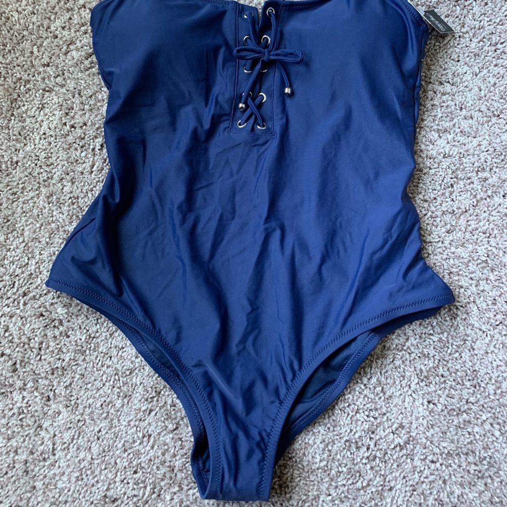 Blue Lace Up Swimsuit 👙 One piece
